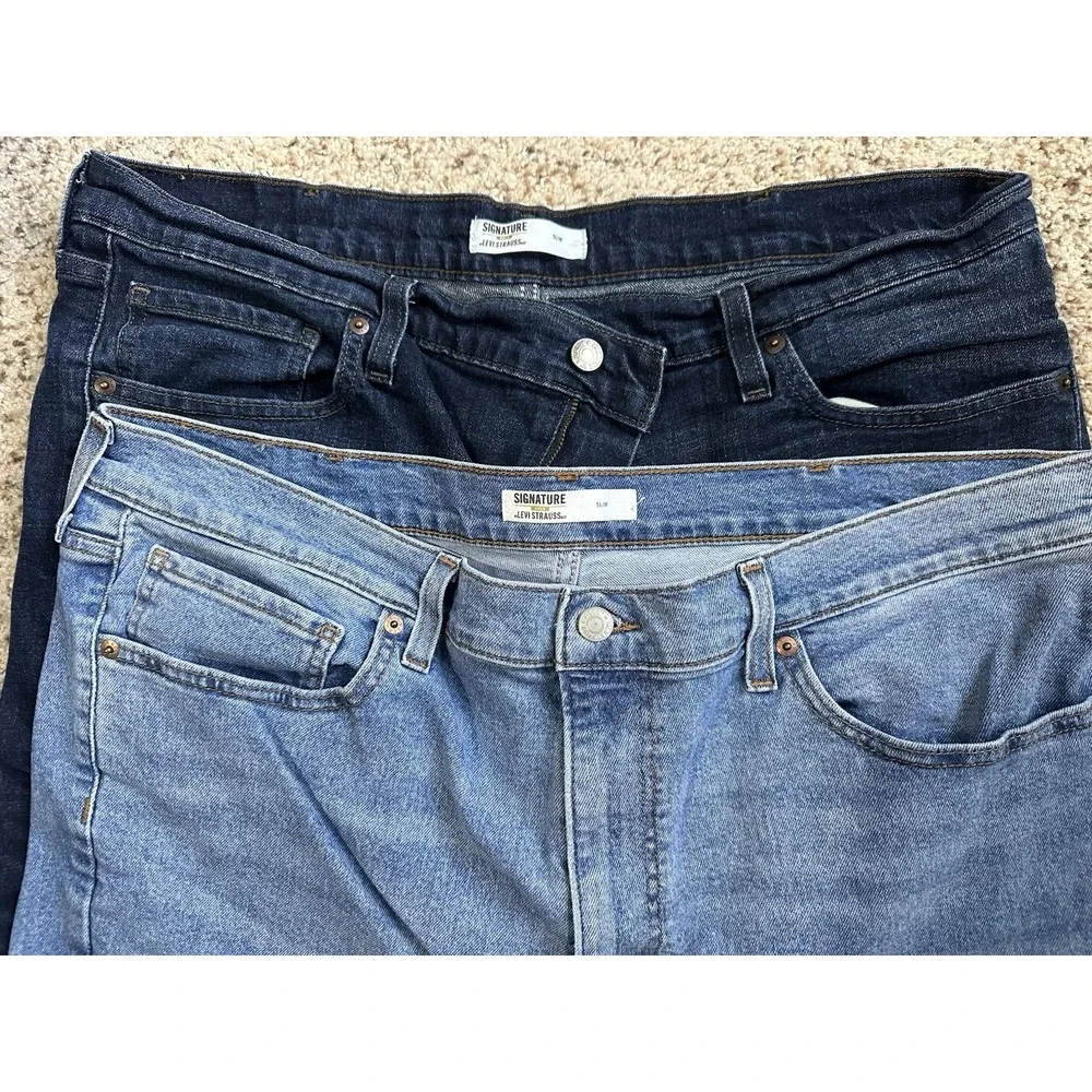Lot Of 2 Men's Levi's Signature Gold Slim Fit Jeans 40 X 30 Stretch Med & Dark
